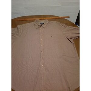 Ralph Lauren Big & Tall 4XLT Brown Houndstooth Button Down Shirt Men's Pony Logo